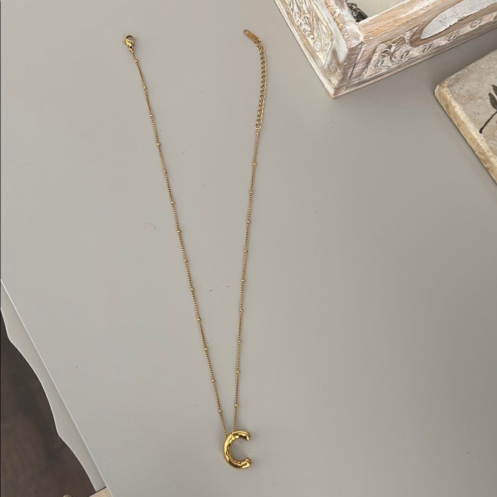 Gold Initial Necklace with Bubble C